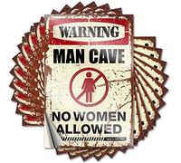 Funny Bumper Sticker Warning Man Cave No Women Allowed Funny Sticker 10 Pcs Car Decals Tool Decal(6X9CM)
