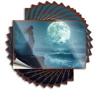 Funny Bumper Stickers A Woman Gazing at The Moonlit Sea Stickers 10Pcs Brand Stickers Car Stickers(8X12CM)