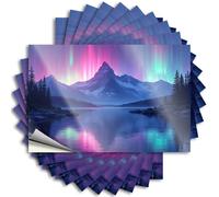 Funny Bumper Stickers Aurora Borealis Over The Mountains Stickers 10Pcs Car Stickers for Women Funny Stickers for Cars(12X18CM)