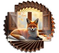 Funny Bumper Stickers Autumn Fox by The Window Stickers 10Pcs Car Stickers for Women Funny Stickers for Cars(12X18CM)