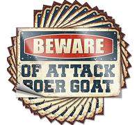 Funny Bumper Stickers Beware of Attack Boer Goat Funny Sticker 10 Pcs Mechanic Stickers Inappropriate Stickers(8X12CM)