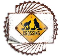 Funny Bumper Stickers Cat Crossing Sign Alert Stickers 10Pcs Car Stickers for Women Funny Stickers for Cars(12X18CM)