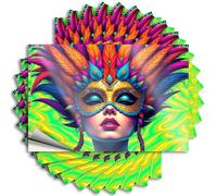 Funny Bumper Stickers Colorful Feathered Mask: A Vibrant Artwork Stickers 10Pcs Car Stickers for Women Funny Stickers for Cars(12X18CM)