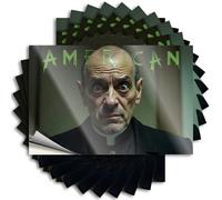 Funny Bumper Stickers for Adults American Priest'S Haunting Gaze: A Portrait of Devotion and Myste Stickers 10Pcs Black and White Stickers Funny Home Bar Signs(12X18CM)