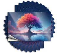 Funny Bumper Stickers for Adults Colorful Tree Reflections in The Night Sky Stickers 10Pcs Funny Stickers for Cars(12X18CM)