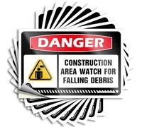 Funny Bumper Stickers for Adults Danger Construction Area Watch for Falling Debris Stickers 10Pcs Stickers for Cars Car Warning Sticker(8X12CM)
