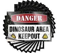 Funny Bumper Stickers for Adults Danger Dinosaur Area Keep Out Funny Sticker 10 Pcs Men Cave Decor Car Stickers for Windows(8X12CM)