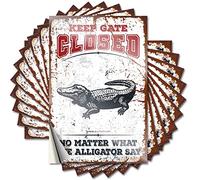 Funny Bumper Stickers for Adults Keep Gate Closed No Matter What The Alligator Say Funny Sticker 10 Pcs Signs for Man Cave Car Stickers(12X18CM)
