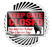 Funny Bumper Stickers for Adults Keep Gate Closed No Matter What The Llama Say Funny Sticker 10 Pcs Warning Stickers for Cars Bar Signs for Man Cave(8X12CM)