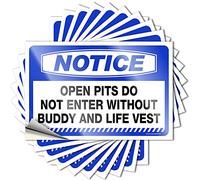 Funny Bumper Stickers for Adults Notice Open Pits Do Not Enter Without Buddy and Life Vest Stickers 10 Pcs Stickers for Car Window Stickers for Car(12X18CM)