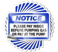 Funny Bumper Stickers for Adults Notice Please Pay Inside Before Pumping Gas Or Pay At The Pump Stickers 10 Pcs Funny Car Decals Decor Signs(6X9CM)