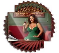 Funny Bumper Stickers for Adults Plus-Size Model in Green Dress Enjoying Red Wine On Vintage Couch Stickers 10Pcs Funny Car Sticker Man Cave Bar(8X12CM)