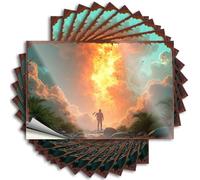 Funny Bumper Stickers for Adults Silhouette Standing Amidst Dramatic Sky with Fiery Clouds Stickers 10Pcs Funny Car Sticker Man Cave Bar(8X12CM)