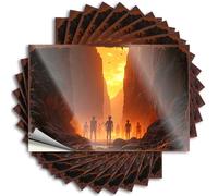 Funny Bumper Stickers for Adults Silhouettes Standing in A Canyon at Sunset Stickers 10Pcs Sign Decor Car Stickers Funny(12X18CM)