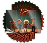 Funny Bumper Stickers Four Children Controlled by Strings, Puppet Show. Stickers 10Pcs Toolbox Stickers and Decals Love Stickers(8X12CM)