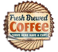 Funny Bumper Stickers Fresh Brewed Coffee: Serve Here, Have A Cup! Stickers 10Pcs Car Stickers for Women Funny Stickers for Cars(12X18CM)