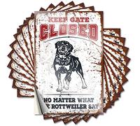 Funny Bumper Stickers Keep Gate Closed No Matter What The Rottweiler Say Funny Sticker 10 Pcs Bar Rules Sign Mechanic Stickers(12X18CM)