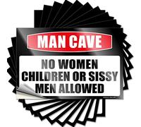 Funny Bumper Stickers Man Cave Rules Funny Sticker 10 Pcs No Stupid People Sign Bar Accessories Man Cave(12X18CM)