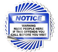 Funny Bumper Stickers Notice Warning Nude People Here If This Offends Stickers 10 Pcs Car Stickers Car Stickers for Men(6X9CM)