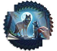 Funny Bumper Stickers Painting Wolves Under The Moonlight Stickers 10Pcs Car Accessories Car Decals(6X9CM)