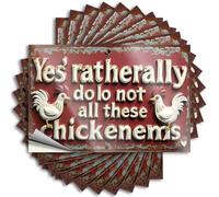 Funny Bumper Stickers Rustic Sign: 'Yes, Ratherally Do Lo Not All These Chickenems' Stickers 10Pcs Stickers for Car Prank Stickers for Adults(8X12CM)