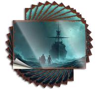Funny Bumper Stickers Silhouettes Against The Stormy Sea: A Mysterious Ship in The Dist Stickers 10Pcs Bumper Stickers Stickers for Your Car(8X12CM)