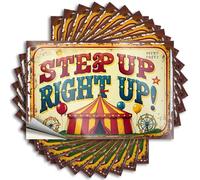 Funny Bumper Stickers Step Up Right Up: A Vintage Circus Carnival Sign Stickers 10Pcs Stickers for Car Prank Stickers for Adults(6X9CM)