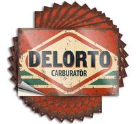 Funny Bumper Stickers Vintage Delorto Carburator Sign with Distressed Design Stickers 10Pcs Stickers for Car Prank Stickers for Adults(12X18CM)