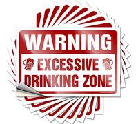 Funny Bumper Stickers Warning Excessive Dring Zone Funny Sticker 10 Pcs No Stupid People Sign Bar Accessories Man Cave(6X9CM)