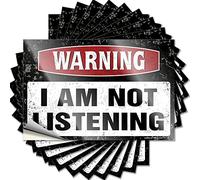 Funny Bumper Stickers Warning I'm Not Listening Funny Sticker 10 Pcs Funny Signs for Bedroom Decals for Cars(12X18CM)