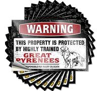 Funny Bumper Stickers Warning This Property is Protected by A Highly Trained Great Pyrenees Funny Sticker 10 Pcs Prank Stickers for Adults Car Window Stickers(8X12CM)