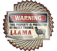 Funny Bumper Stickers Warning This Property is Protected By A Highly Trained Llama Funny Sticker 10 Pcs Bar Rules Sign Mechanic Stickers(12X18CM)