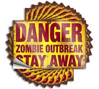 Funny Bumper Stickers Zombie Outbreak: Danger Ahead! Stickers 10Pcs Car Stickers for Women Funny Stickers for Cars(8X12CM)
