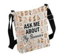 Funny Bunnies Gift Ask Me About My Bunnies Crossbody Bag Bunny Lover Gift Rabbit Owner Gift Rabbit Mom Gift (BunniesBag)