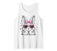 Funny Bunny Face Glasses Pink Bandana Rabbit Happy Easter Tank Top