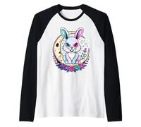 Funny Bunny Moon Roses Stars Raglan Baseball Tee
