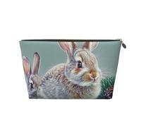 Funny Bunny Rabbit Printed Travel Cosmetic Bags with Gold Zipper Makeup Organizer Cosmetic Case Toiletry Bag for Women Mom Girls