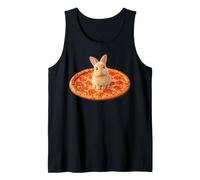 Funny Bunny Rabbit Sitting on Pizza Cute Animal Lover Design Tank Top
