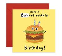 Funny Burger Birthday Card for Him or Her - Cheeky Food Pun Card - Gifts for Dad, Grandad, Husband, Boyfriend, Wife, Mum, Sister, Brother, Friends - Playful and Creative Jokes - Comes with Stickers