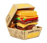 Funny Burger Socks Box for Dad Father Men Women Teenage Boys - Funny Gifts Hamburger Novelty Funky Cool Food Crazy Fun Silly Multipack Socks Fathers Day Easter Christmas Gifts Stocking Fillers