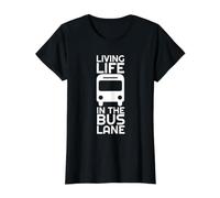 Funny Bus Lane Coach Transport School Bus Driver Value Graphic T-Shirt, Women, Black, XL