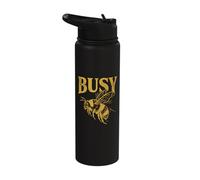 Funny Busy Bee Visual Pun Vintage Bumblebee Retro Design Stainless Steel Insulated Water Bottle