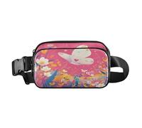 Funny Butterfly Deep Pink Fashion Fanny Pack Waist Bag for Men Women Water Resistant Cross Body Bag Belt Pack with Adjustable Strap for Workout Running Hiking, Aesthetic Fighting Fish, One Size