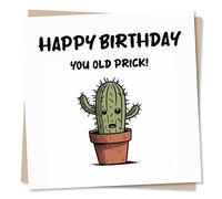 Funny Cactus Happy Birthday Card - You Old P***k - Humour Card For Family and Friends - Fun Greetings Wish for Men, Women - Made in UK