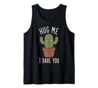Funny Cactus Hug Me I Dare You Pun Tank Top