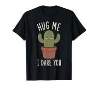 Funny Cactus Hug Me I Dare You Pun Value Graphic T-Shirt, Men, Black, M