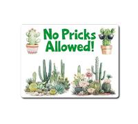 Funny Cactus Metal Sign Gift - No Pricks Allowed - Family Fun Home Cacti Garden Novelty Aluminium Present