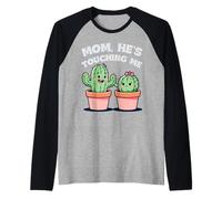Funny Cactus Sibling Design Cute Cartoon Humor Quote Raglan Baseball Tee