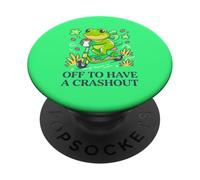 Funny Caffeinated Frog on Scooter Chaos Humor Design PopSockets Adhesive PopGrip