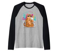Funny Caffeine Lover Cat Sipping Cold Brew in The City Raglan Baseball Tee